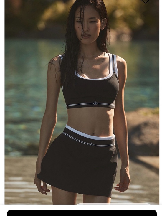 ALO Yoga Dresses & Skirts - BNWT ALO Yoga Black Skort with White Ribbed Waistband SizeS
